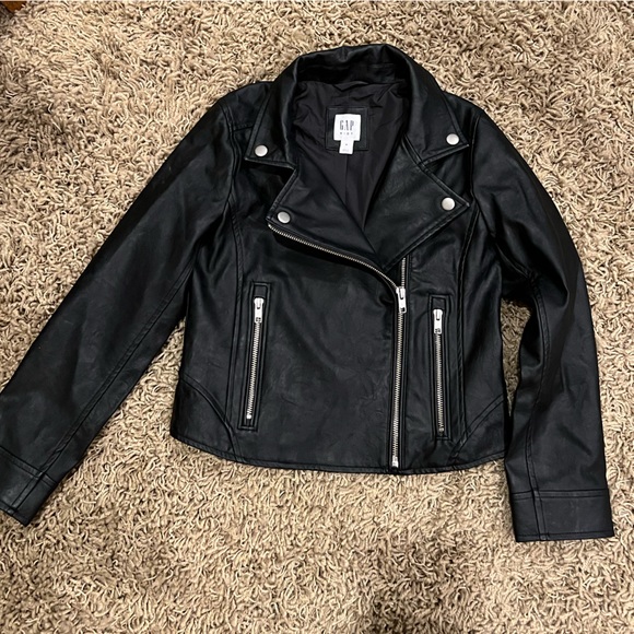 GAP Kids Faux Leather Moto Jacket black medium - Picture 4 of 5